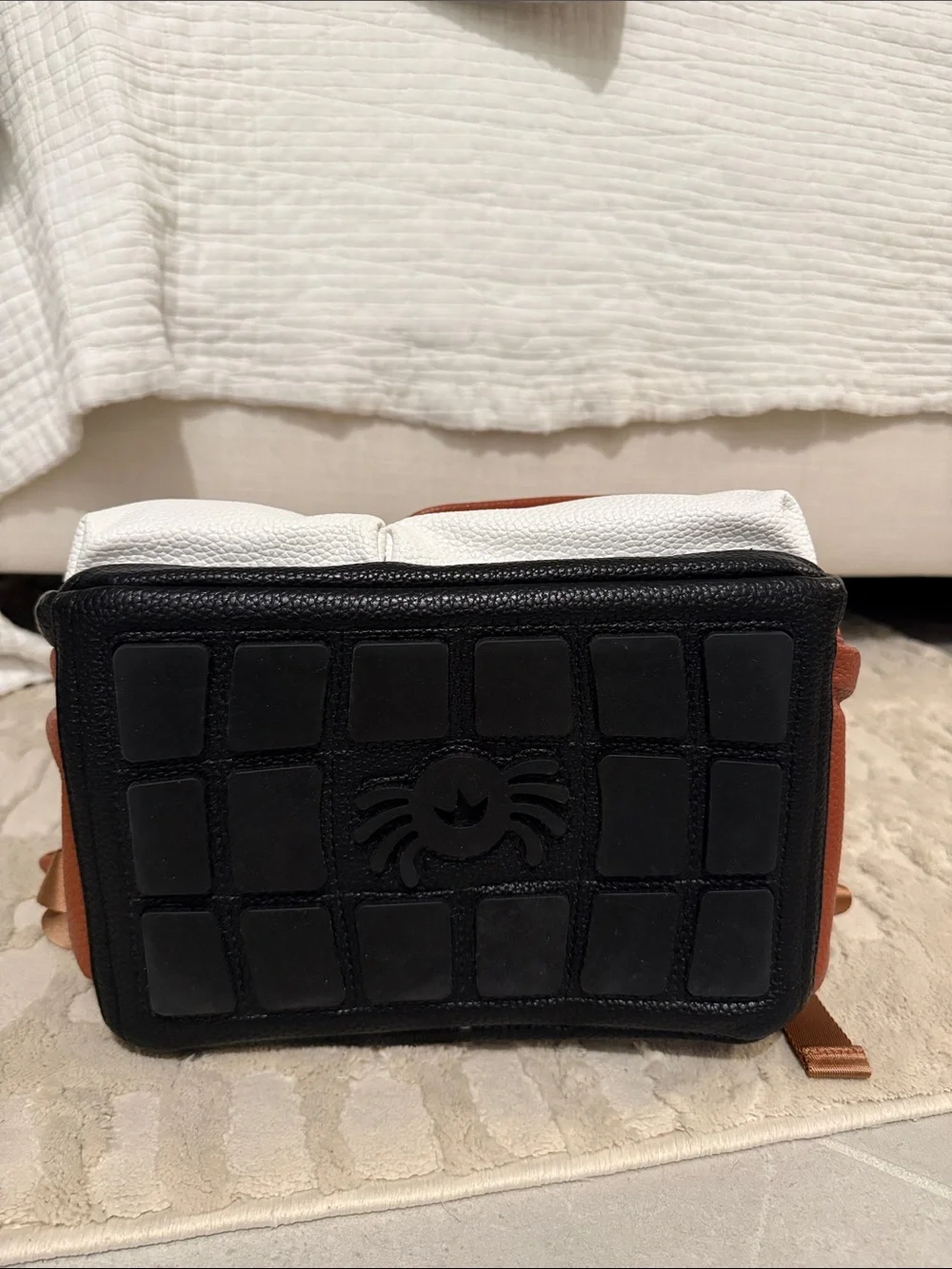 Stylish Multi-Compartment Baby Backpack Diaper Bag - Black, White & Brown
